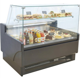 Vitrine réfrigérée de comptoir à façade en verre plat de 1330 mm de large, capacité de 220 litres, refroidissement ventilé | Adexa BLUEL160