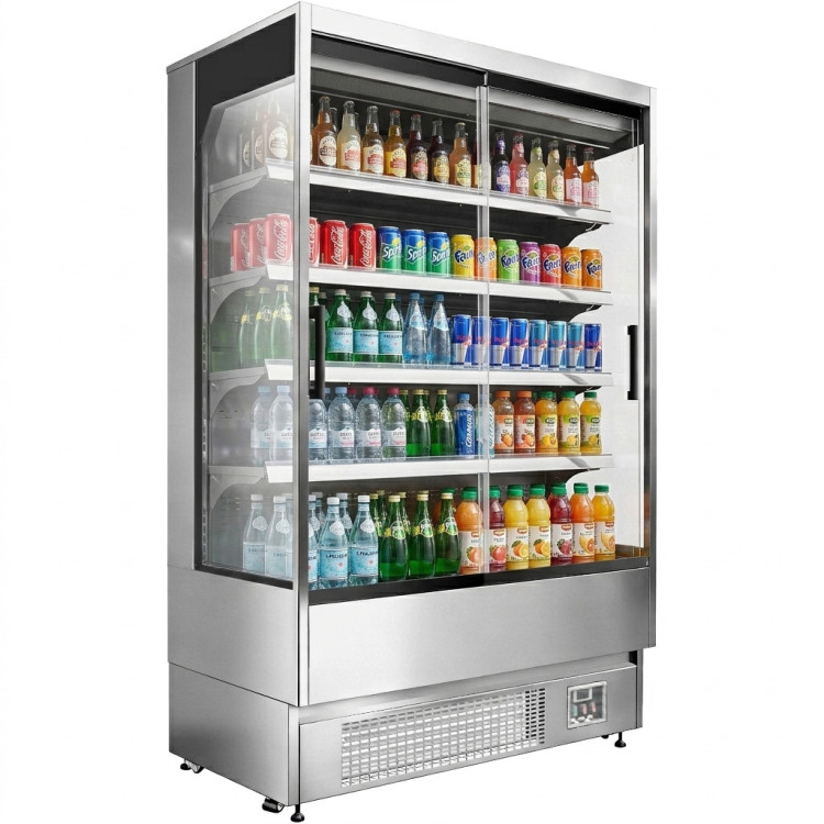 Vitrine réfrigérée commerciale à plusieurs niveaux avec finition en acier inoxydable 1320 x 700 x 2000 mm | Adexa BLUEL504