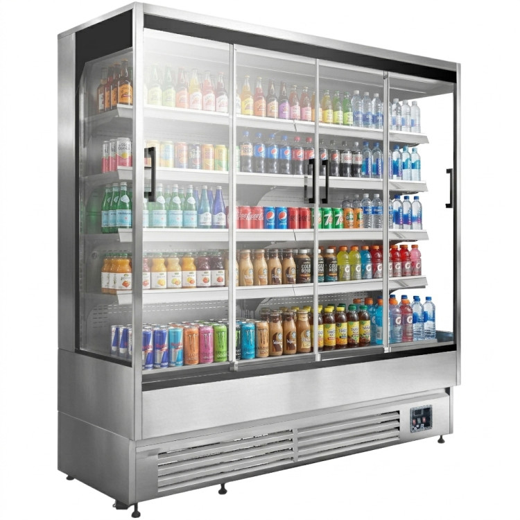 Vitrine réfrigérée commerciale à plusieurs niveaux avec finition en acier inoxydable 1940 x 700 x 2000 mm | Adexa BLUEL508