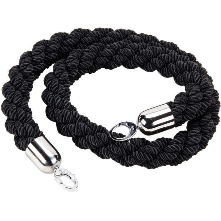 Corde de chandelier tressée noire avec extrémités argentées 1,5 m | Adexa BR01BS