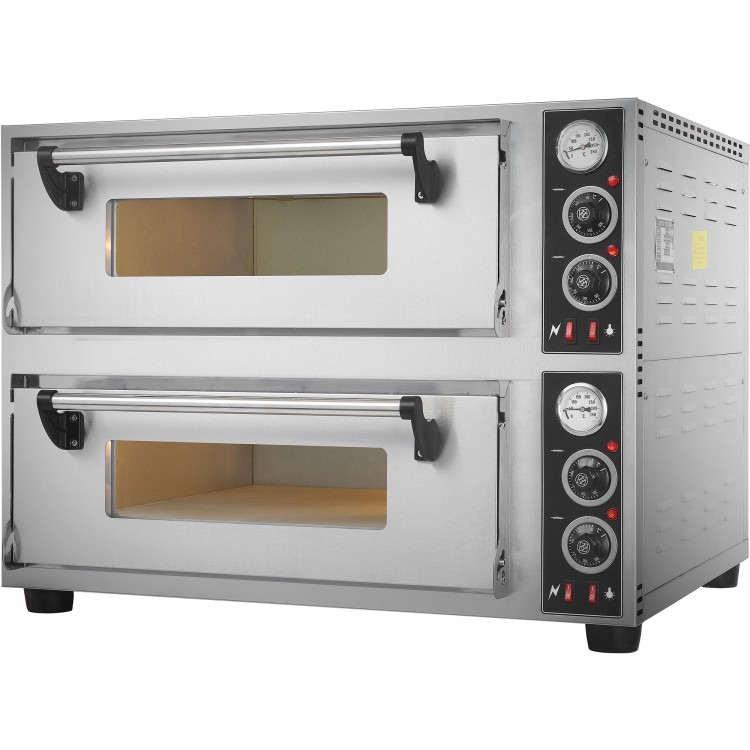 Four à pizza professionnel Électrique 2 chambres 500x500mm 350°C Commandes mécaniques 8,4kW 380V | Adexa BSD202500500