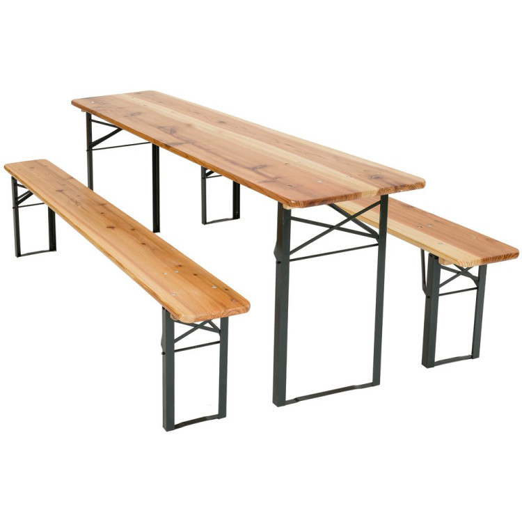 Ensemble table et banc pliables trois pièces, mobilier de jardin en bois 2200 x 800 x 760 mm | Adexa NFWU24102200 Ensemble table et banc pliables trois pièces, mobilier de jardin en bois 2200 x 800 x 760 mm | Adexa NFWU24102200