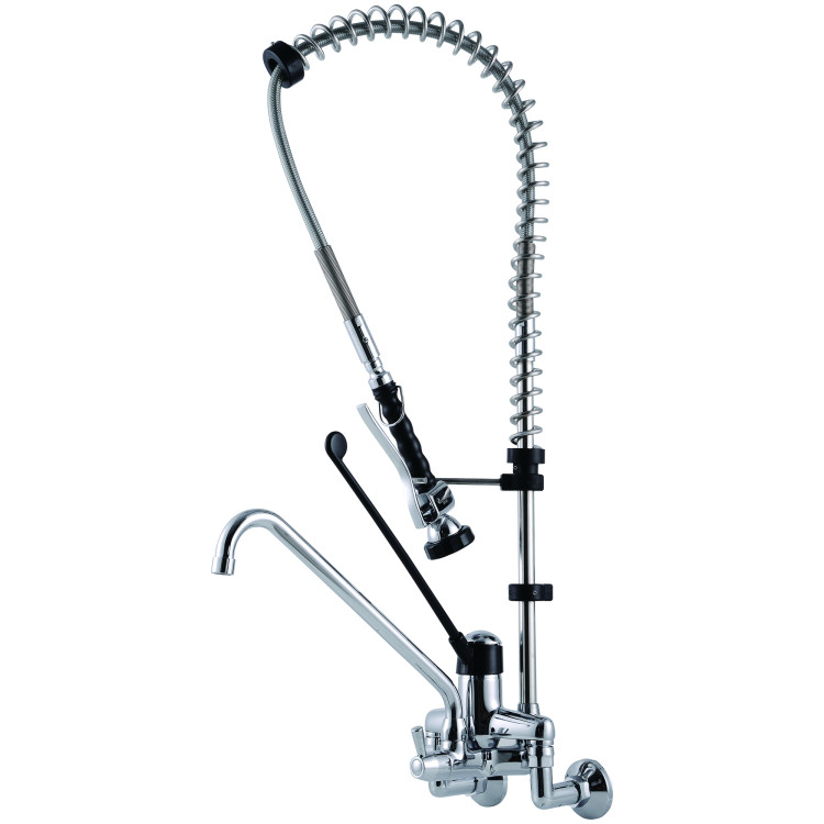 Douchette de prérinçage murale commerciale avec robinet en option et entraxe de 15 cm (6 po), chromée | Adexa BXF214