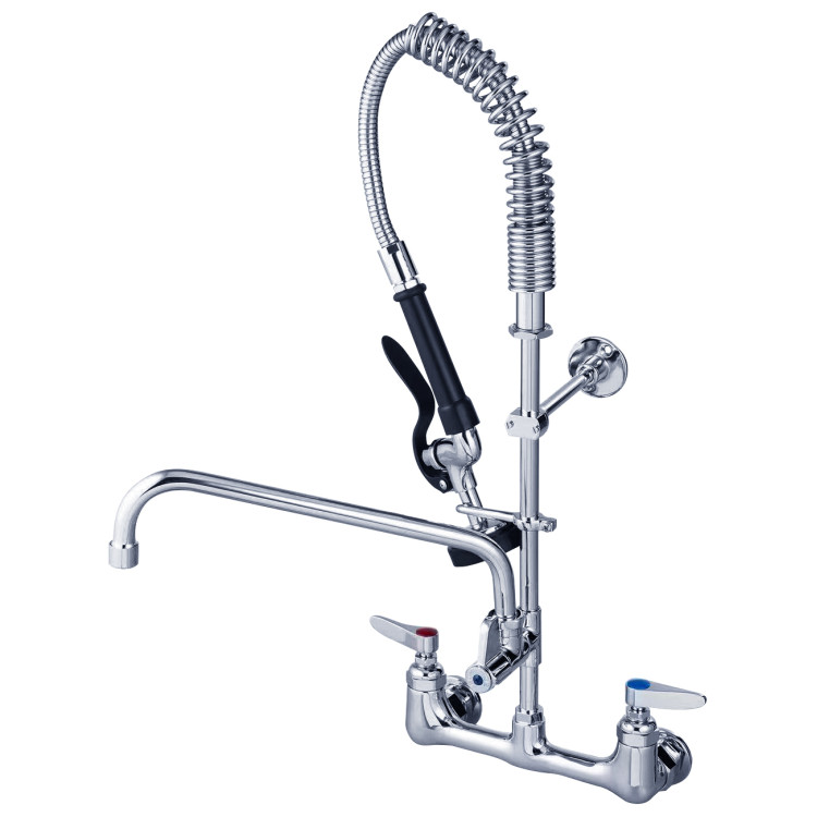 Robinet de prérinçage mural de 20 cm avec bec pivotant de 15 cm, flexible de 56 cm et douchette | Adexa BXF240