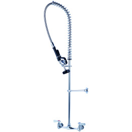 Unité de prérinçage murale centrale de 20 cm (8 po) avec colonne montante de 46 cm (18 po), tuyau de 112 cm (44 po) et robinet de pulvérisation chromé | Adexa BXF246 Unité de prérinçage murale centrale de 20 cm (8 po) avec colonne montante de 46 cm (18 po), tuyau de 112 cm (44 po) et robinet de pulvérisation chromé | Adexa BXF246