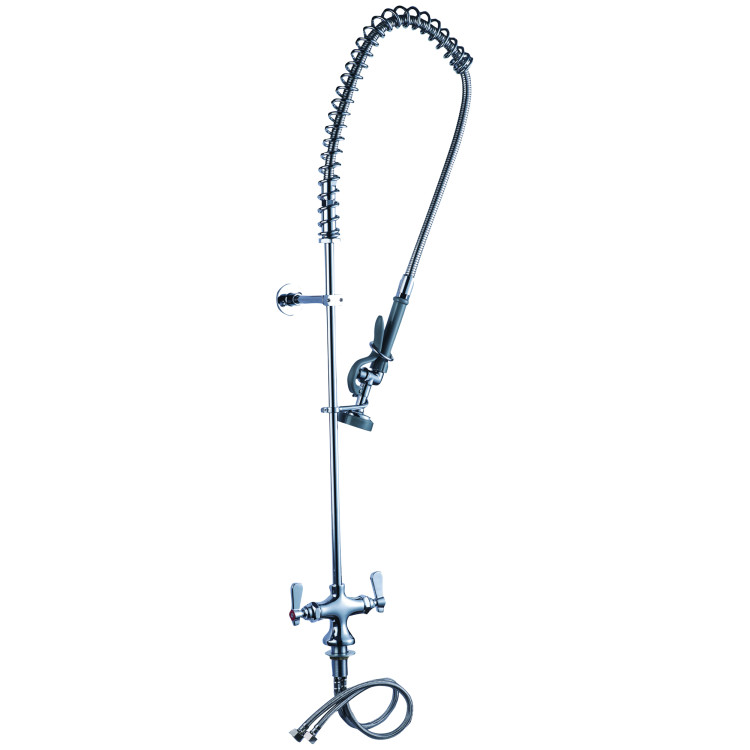 Unité de prérinçage sur plage avec robinet en option, colonne montante de 45,7 cm, flexible de 111,8 cm et bec pivotant de 30,5 cm, chromée | Adexa BXF250