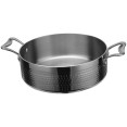 Casserole triple couche en acier inoxydable martelé ø260×85mm 4,5L Finition argentée | Adexa C0311010S