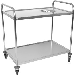 Chariot de tri des déchets commercial à 2 niveaux en acier inoxydable avec compartiment pour couverts 1000×620×1000 mm | Adexa CG10062