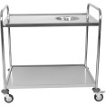 Chariot de tri des déchets commercial à 2 niveaux en acier inoxydable avec compartiment pour couverts 1000×620×1000 mm | Adexa CG10062