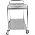 Chariot de tri des déchets commercial à 2 niveaux en acier inoxydable avec compartiment pour couverts 1000×620×1000 mm | Adexa CG10062