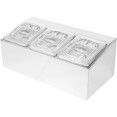 Porte-condiments professionnel comprenant 3 bacs GN1/6-100 mm et couvercles à charnière | Adexa CHD03APCFL