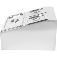 Porte-condiments professionnel comprenant 2 récipients GN 1/6-100 mm et 1 récipient GN 1/3-100 mm avec couvercles, en acier inoxydable | Adexa CHD04B2