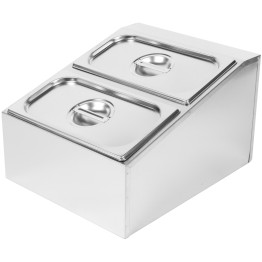 Porte-condiments professionnel comprenant 2 récipients GN 1/3 de 150 mm avec couvercles, en acier inoxydable | Adexa CHD04BD3