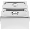 Porte-condiments professionnel comprenant 2 récipients GN 1/3-100 mm avec couvercles, en acier inoxydable | Adexa CHD04B3