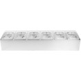 Porte-condiments professionnel comprenant 6 bacs GN1/6-100 mm et couvercles à charnière | Adexa CHD06APCFL