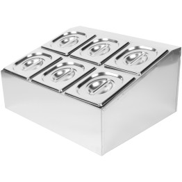Porte-condiments professionnel comprenant 6 bacs GN1/6-150 mm et couvercles | Adexa CHD06BD