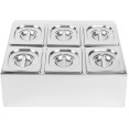 Porte-condiments professionnel comprenant 6 bacs GN1/6-150 mm et couvercles | Adexa CHD06BD