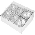 Porte-condiments professionnel comprenant 6 bacs GN1/6-100 mm et couvercles à charnière | Adexa CHD06BPCFL