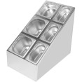 Porte-bacs à condiments professionnel comprenant 3 bacs GN 1/6 et 3 bacs GN 1/9, ainsi que des louches | Adexa CHM01PCFL