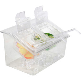 Présentoir à condiments réfrigéré comprenant 2 récipients GN1/6-150 mm avec couvercle, en plastique | Adexa CHP04BD2