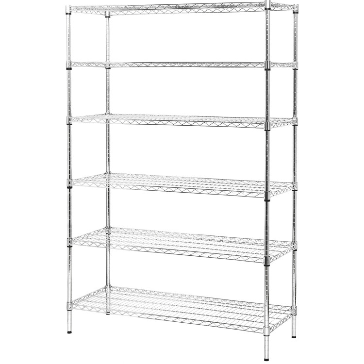 Étagère commerciale 6 niveaux, charge maximale 1500 kg, largeur 1200 mm, profondeur 350 mm, fil chromé | Adexa AMJ612