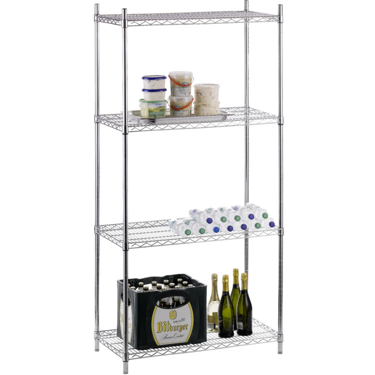 Étagère métallique commerciale en acier inoxydable de qualité B, 4 niveaux, charge maximale 1200 kg, largeur 900 mm, profondeur 450 mm | Adexa SS9045180A4 B