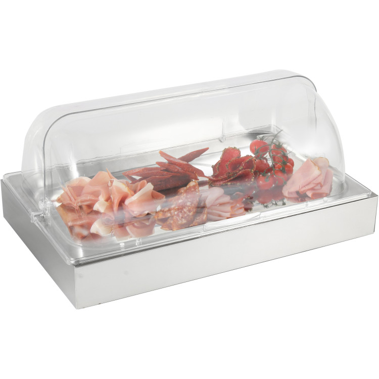 Roll top Présentoir Plaque réfrigérante avec Glacière GN1/1 Acier inoxydable | Adexa CRDIB1