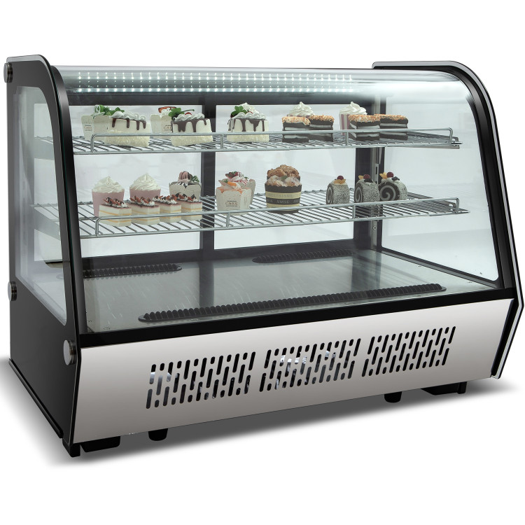 Comptoir réfrigéré 880x686x568mm 2 étagères Noir Façade incurvée | Adexa CW160R
