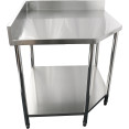 Plan de travail professionnel Meuble d'angle Inox 900x900x600x600x900/1000mm Dosseret Etagère inférieure | Adexa CWT1060RB