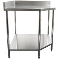 Plan de travail professionnel Meuble d'angle Inox 900x900x600x600x900/1000mm Dosseret Etagère inférieure | Adexa CWT1060RB