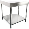 Plan de travail professionnel Meuble d'angle Inox 900x900x600x600x900/1000mm Dosseret Etagère inférieure | Adexa CWT1060RB