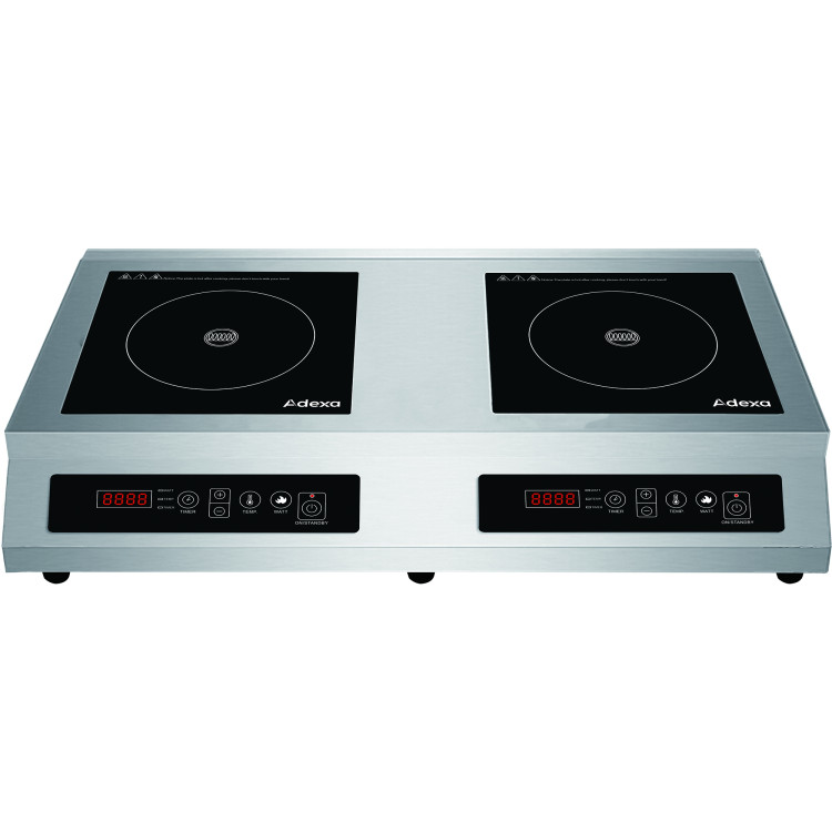 Plaque de cuisson à induction double côte à côte professionnelle 7000 W (3500 W + 3500 W) à commandes tactiles et câblée | Adexa CX002 Plaque de cuisson à induction double côte à côte professionnelle 7000 W (3500 W + 3500 W) à commandes tactiles et câblée | Adexa CX002