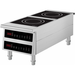 Plaque à induction professionnelle de comptoir double face/arrière avec pieds, 7 000 W (3 500 W + 3 500 W), commandes tactiles, câblée | Adexa CX006