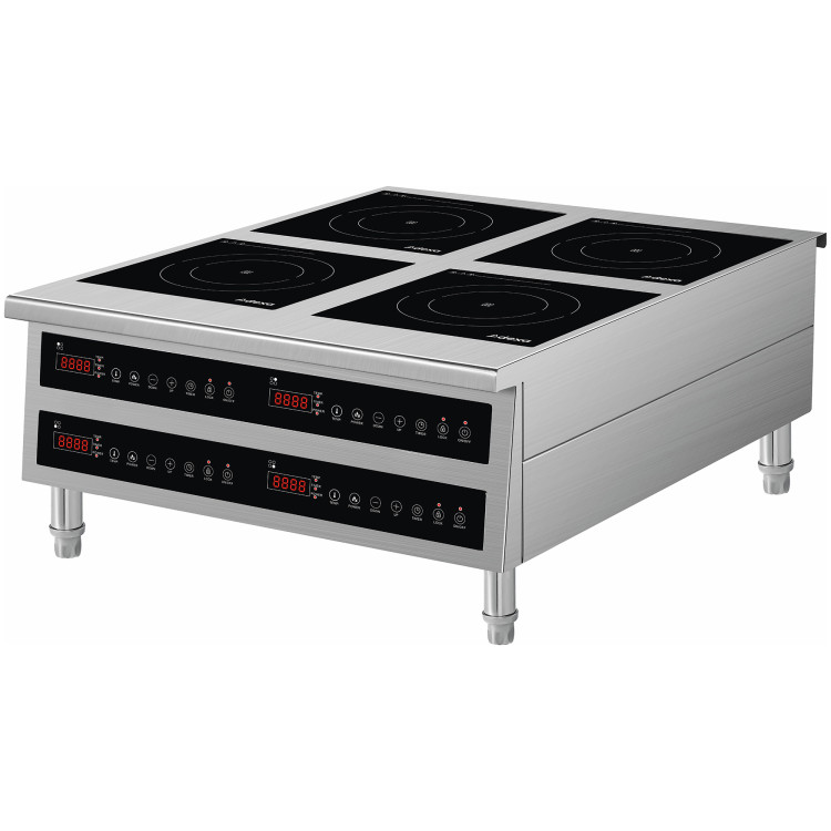 Plaque de cuisson à induction professionnelle de comptoir à 4 zones avec pieds, 14 kW (4 × 3 500 W), commandes tactiles, câblée | Adexa CX140A