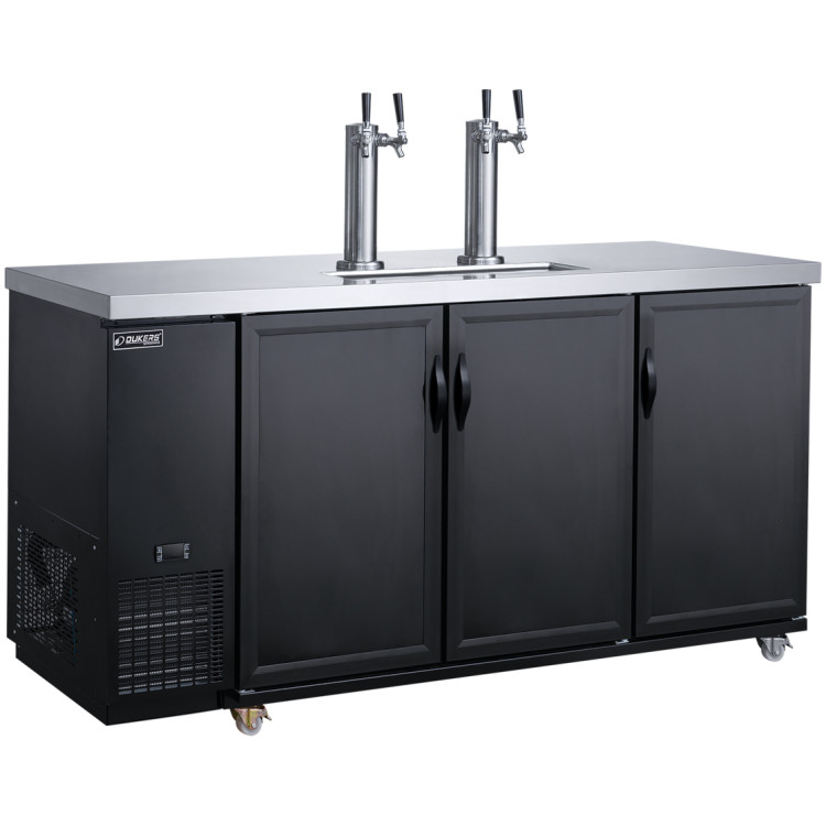 Distributeur de bière professionnel à double compartiment, refroidisseur de bouteilles à 3 portes, 703 litres, 1788 x 705 x 1216 mm, noir | Adexa DKB72M3