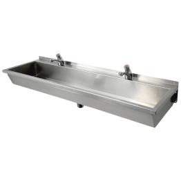 Lavabo mural commercial en acier inoxydable avec double robinetterie 1500×370×130 mm | Adexa DNG404 Lavabo mural commercial en acier inoxydable avec double robinetterie 1500×370×130 mm | Adexa DNG404