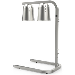 Lampe chauffante infrarouge à double tête sur pied, 470 × 360 × 759 mm, finition argentée | Adexa DS570