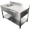 Évier Professionnel Inox 1200x700x950mm 1 bac à gauche 1 tiroir Crédence | Adexa DSA120701DL