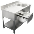 Évier Professionnel Inox 1200x700x950mm 1 bac à droite 1 tiroir Crédence | Adexa DSA120701DR