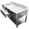 Évier professionnel avec 2 tiroirs Acier inoxydable 1 bac Gauche Étagère inférieure Crédence 1800x600x950mm | Adexa DSA180602DL