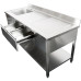 Évier professionnel avec 2 tiroirs Acier inoxydable 1 cuve Étagère inférieure gauche Crédence 1800x700x950mm | Adexa DSA180702DL