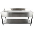 Évier professionnel avec 2 tiroirs Acier inoxydable 1 bac Gauche Étagère inférieure Crédence 1800x600x950mm | Adexa DSA180602DL