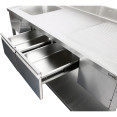 Évier professionnel avec 2 tiroirs Acier inoxydable 1 bac Gauche Étagère inférieure Crédence 1800x600x950mm | Adexa DSA180602DL
