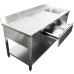 Évier professionnel avec 2 tiroirs Acier inoxydable 1 cuve Étagère inférieure droite Crédence 1800x600x950mm | Adexa DSA180602DR