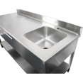 Évier professionnel avec 2 tiroirs Acier inoxydable 1 bac Droite Étagère inférieure Crédence 1800x700x950mm | Adexa DSA180702DR