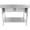 Évier Professionnel Inox 1200x700x950mm 2 bacs Crédence | Adexa DSA245