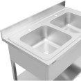 Évier Professionnel Inox 1200x700x950mm 2 bacs Crédence | Adexa DSA245