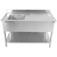 Évier Professionnel Inox 1200x700x950mm 1 bac à gauche Crédence | Adexa DSA1270L