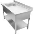 Évier Professionnel Inox 1200x700x950mm 1 bac à gauche Crédence | Adexa DSA1270L