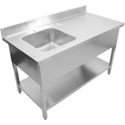 Évier Professionnel Inox 1200x700x950mm 1 bac à gauche Crédence | Adexa DSA1270L Évier Professionnel Inox 1200x700x950mm 1 bac à gauche Crédence | Adexa DSA1270L